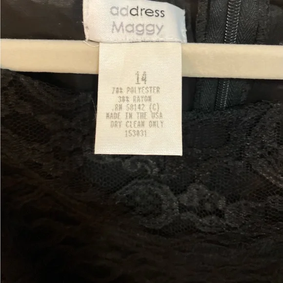 Vintage Address Maggy Elegant Black Lace Dress-Size 14 - Picture 3 of 6